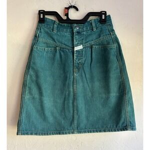 Vintage 90s Y2K Marithe Francois Girbaud Green Denim Skirt 5 6 Designer